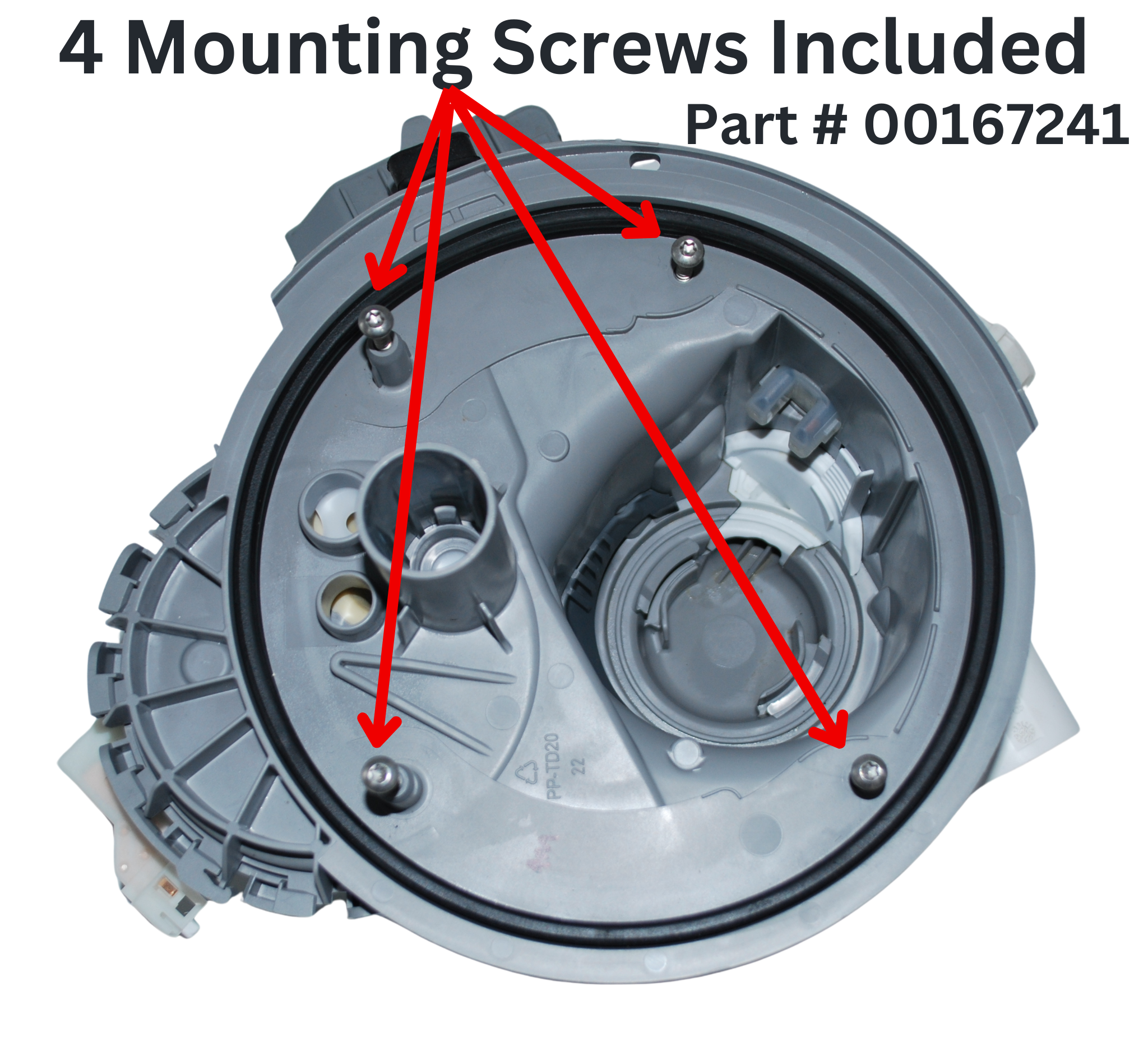 New Bosch Dishwasher Complete Sump Assembly- Motor, Pump WITH Altern. Water Dist